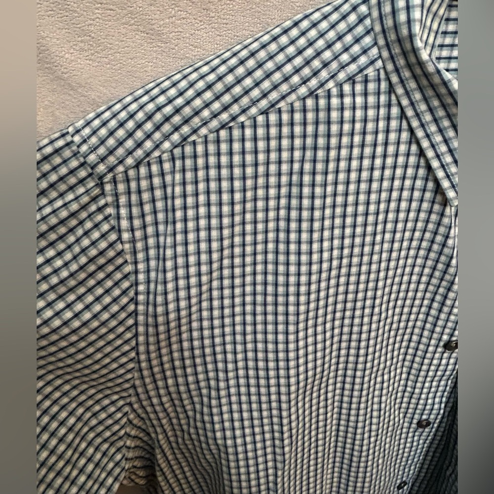 Kenneth Cole Men's Blue and White Checkered Shirt - 100% cotton - Picture 5 of 13